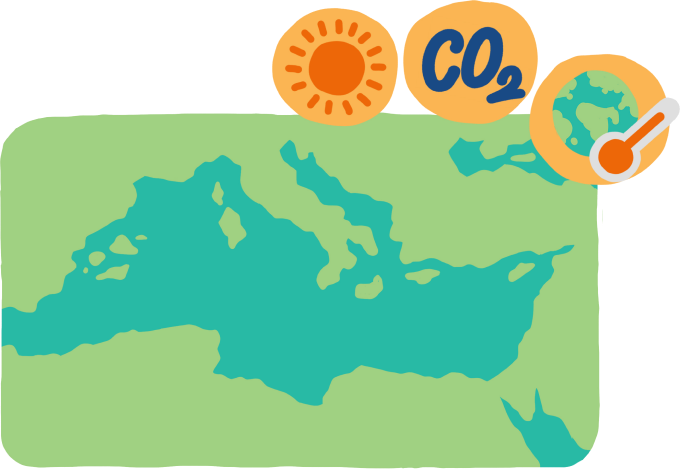 Map of the Mediterranean region affected by climate change